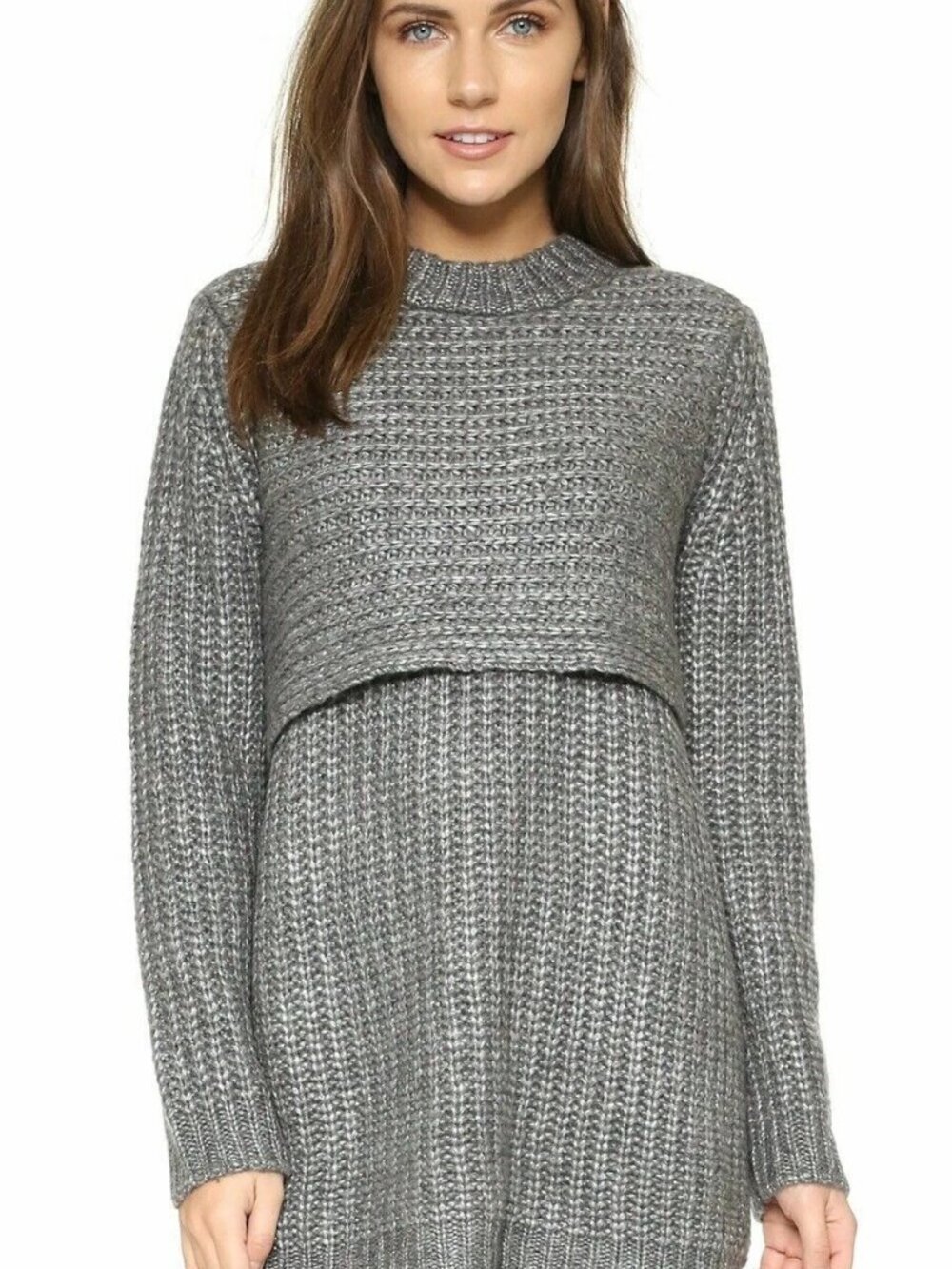 Michelle Mason Double Layer Shaker Sweater Grey Anthracite P/XS